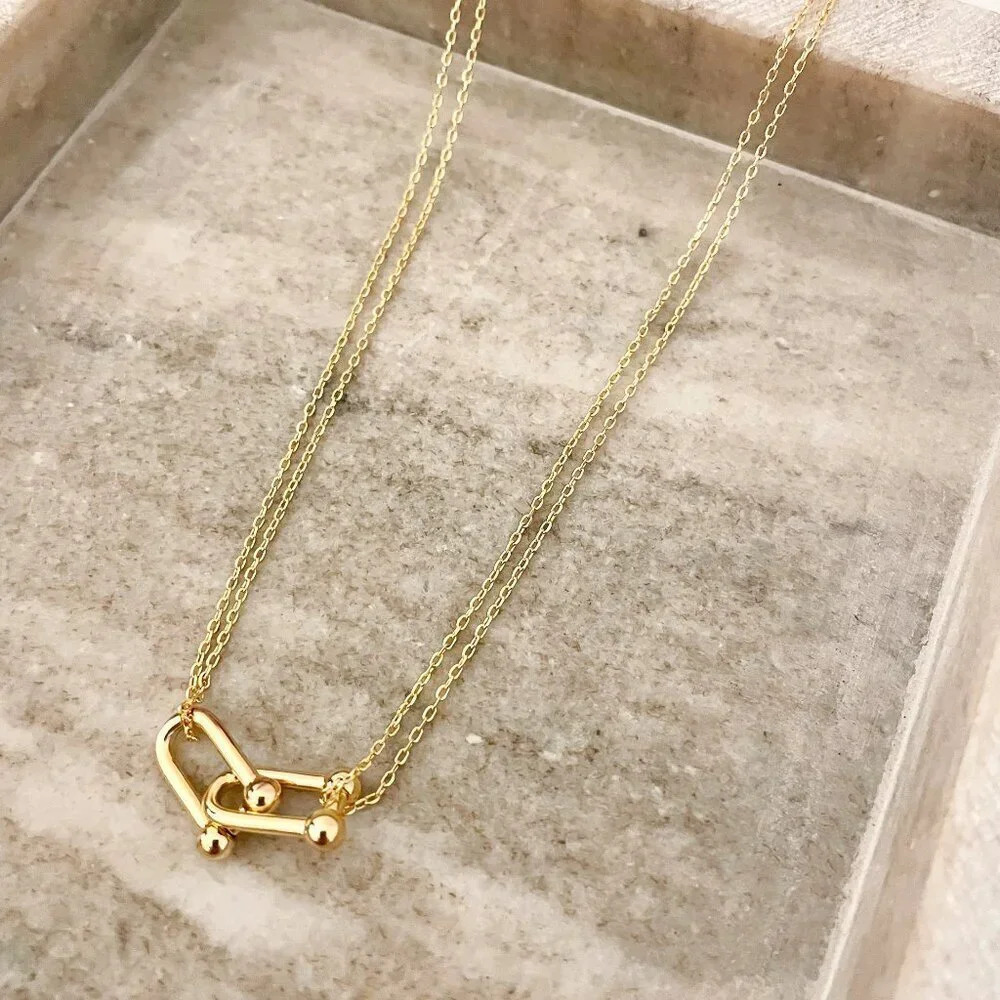 925 Sterling Silver U Link Necklace Link Necklace Modern Choker Necklace